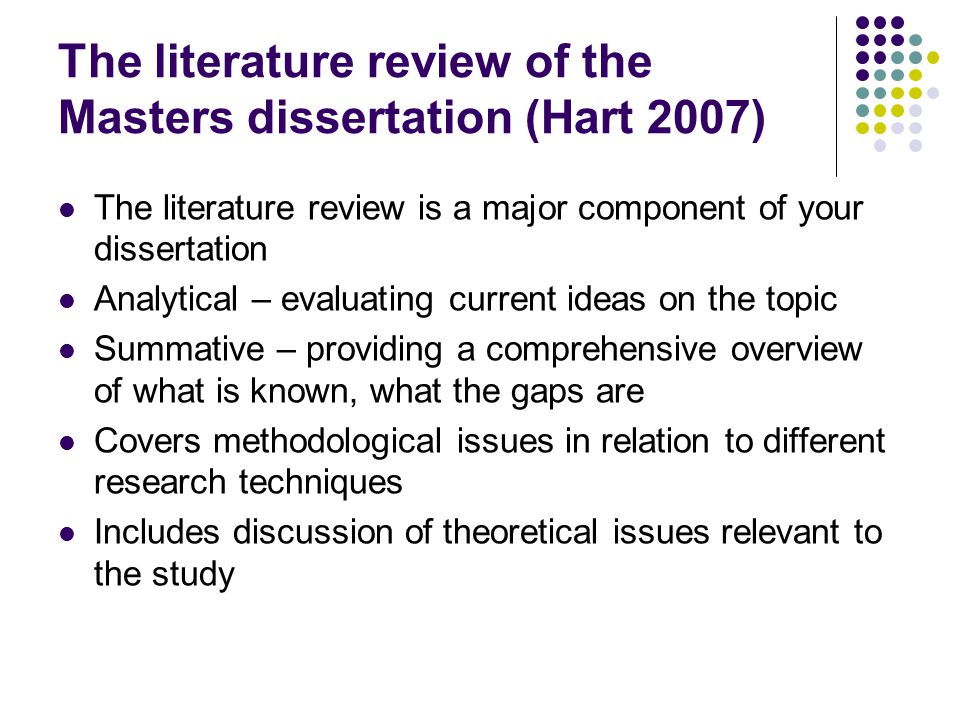 Writing a short literature review masters dissertation